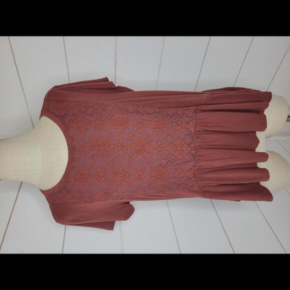 American Eagle Outfitters medium brown soft & sexy peplum top - Picture 1 of 5